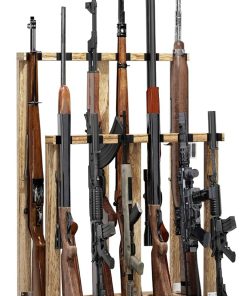 Indoor Gun Racks, Wooden Free Standing Heavy Duty Shotgun Display Rack, Rifle Stand Organizer, 12 Rifles Storage Holder Wood Gun Rack (Carbonized Black) (Carbonized Black, 1 Pack)