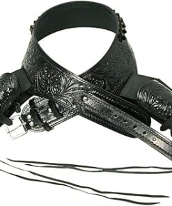 HILASON Double Caliber 44/45 Leather Western Cowboy Gun Rig Holster | Costume Holster | Cowboy Gun Holster | Gun Belt Holster | Leather Gun Holster | Holster Belt