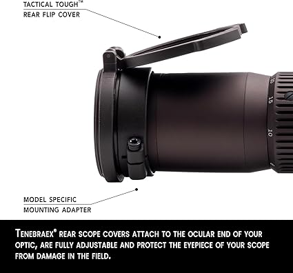 Tenebraex Ocular & Objective Flip Up Scope Lens Cap Covers Kit for Vortex Viper PST Gen II 5-25×50 2 Tenebraex Ocular & Objective Flip Up Scope Lens Cap Covers Kit for Vortex Viper PST Gen II 5-25x50 - Image 2