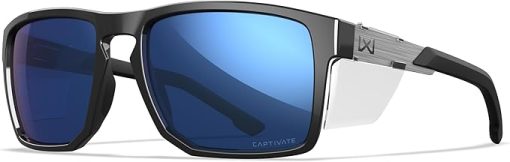 Wiley X WX Apex Sunglasses Safety Glasses for Men Shatterproof UV Eye Protection for Combat, Shooting Captivate Polarized Blue Mirror Lenses Matte Grey Frames - Image 2