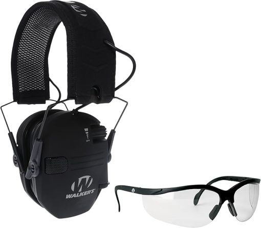 Walker's Razor Slim XTRM Electronic Ear Muffs Black with Clear Lens Shooting...
