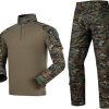 YUSHOW Mens Tactical Military Uniform Set Camouflage Tactical Shirt Pants Gear Suit
