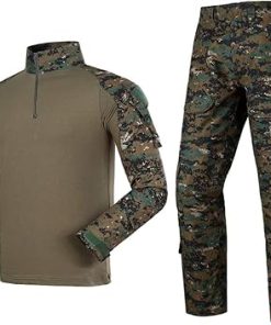 YUSHOW Mens Tactical Military Uniform Set Camouflage Tactical Shirt Pants Gear Suit
