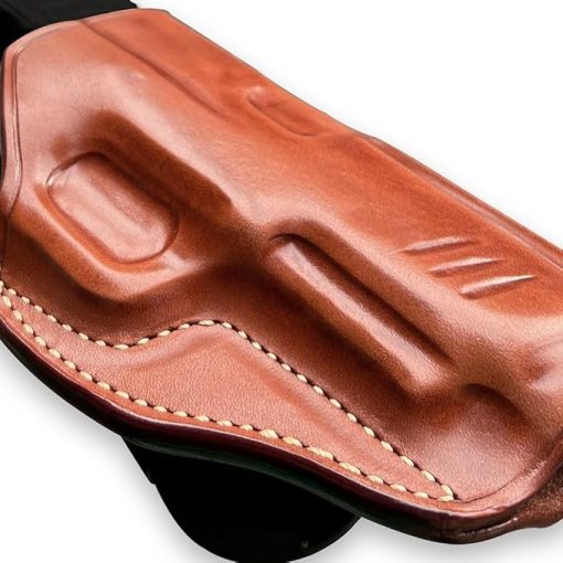 Premium Leather OWB Paddle Holster with Open Top Fits, Walther WMP 22 Magnum 4.5" Barrel, Right Hand Draw, Brown Color #1637# - Image 2