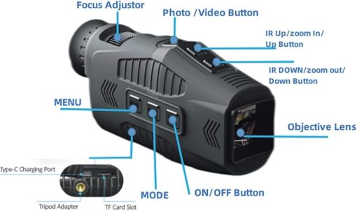 Night Vision Goggles,1080P Infrared Digital Night Vision Monocular, 5X Digital Zoom 300m Full Dark Viewing Distance, Photos & Videos, for Hunting,Camping,Travel - Image 2