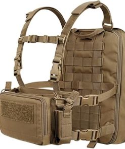 KRYDEX Tactical Expandable Backpack Molle and Tactical Chest Rig Combo Coyote Brown