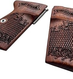 New! Grips Compatible with PPK/S, PP, New PPK/S .22 LR Praduak Wood, Flower Pattern Engraved, Thai Handmade