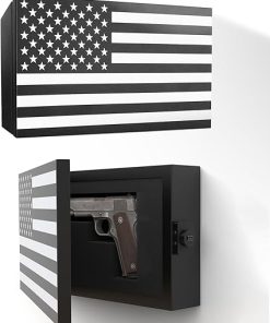 American Flag Gun Concealment Case, American Flag Wall Hanging Concealed Gun Cabinet, Combination Lock All Iron Frame for Police Gift