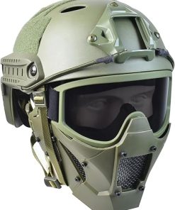 Airsoft Mask Heavy Duty Tactical Protective Mask with Anti-Fog Goggles Eye Protection and Tactical Fast Helmet Impact Resistant for Hunting Paintball CS Game BB Gun Shooting