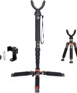Aluminum Hunting Monopod – 21″-67″ Shooting Tripod Stand with 360 Rotating V Yoke Head for Rifle, Outdoors