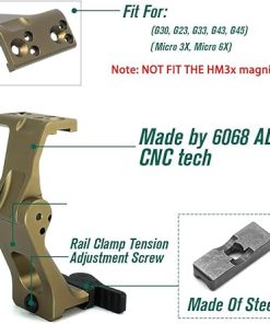 FTC 2.26/2.91 G33 G43 G45 3X/5X 6X Magnifier Flip-to-Side Mount Kit Tactical Optics Base Adapter QD Quick Release/Detach with Heighten Spacer Combo 2