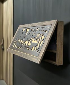 Large Hidden Gun Storage Cabinet Deer Scene Wall Decor – Deer In The Woods Concealed Gun Cabinet by Bellewood Designs 2