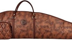 TOURBON PU Leather Rifle Case with Pocket, 46 inches Gun Bag for Rifle with Ammo Holder Shoulder Strap 2