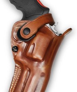 Premium Leather Three Slots Belt Holster with Retention Strap Fits Taurus Raging Bull 44 Magnum 4″ Barrel/Taurus Model 44 .44 Magnum 4″ Barrel, RH Draw, Brown Color #1445#