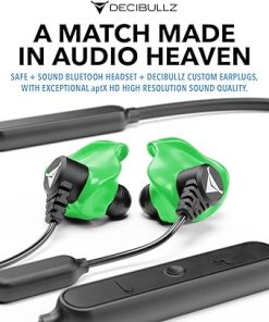 Decibullz Safe + Sound Wireless Bluetooth Headphone & Decibullz Custom Molded Earplugs, Comfortable Hearing Protection for Shooting, Hunting, Travel, Work, & Concerts (Green) 2