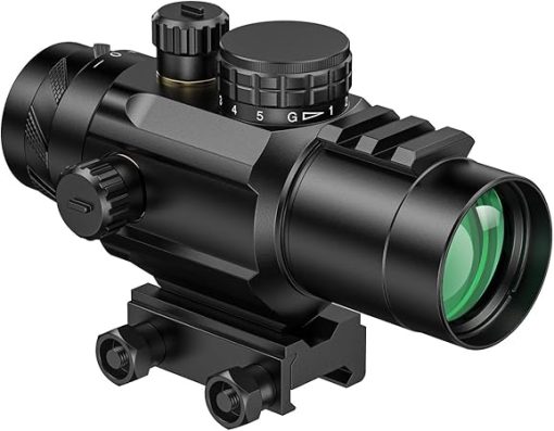 MidTen 3x32 Prism Tactical Rifle Scope Red & Green Illuminated BDC Reticle Scope with Piggyback Mount