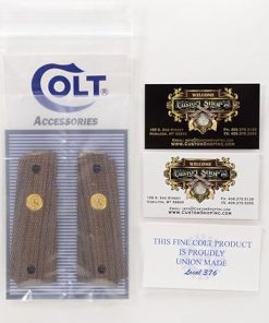 Colt Series 70 1911 Factory Original Wood Grips. Gold Medallions. New, Brown 2