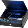 Javieruis Gun Safe Biometric Pistol Safe 3 Ways Quick Access with Fingerprint/Digital Keypad/Key 100 Groups of Fingerprint LCD Display Handgun Lock Box for Nightstand Car