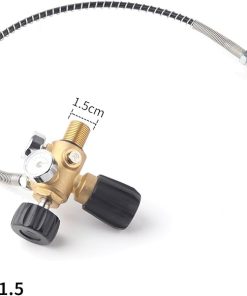 Owfeel M18x1.5 DIN Valve Scuba Adapter with Gauge, 4500Psi/300Bar High Pressure Compressor Pcp Paintball Filling Station,24 inch Soft Hose Pcp Charging Valve for Air Tank, PCP Air Rifle, Paintball 2