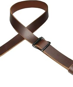 USA Handmade Adjustable Leather Slider Buckle Sling Brown Leather Black Hardware1.25 Inch Wide Swivels Included (Model FR)
