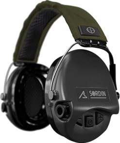 Sordin ACE Schakal Electronic Capsule Hearing Protectors – for Hunting & Shooting Sports – Green Headband & Black Capsules