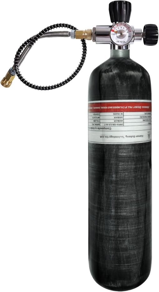TUXING 4500psi Carbon Fiber Air Tank 3L with Carrier Bag, PCP Paintball Compressed Air System with Valve Regulator Gauge for PCP Air Rifles/PCP Game - Image 2