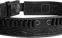 Hulara Full Grain Buff Leather 45 Colt Cartridge Belt for .44/45 Ammo – Heavy Leather Belt for Men