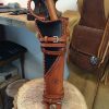 Rossi Ranch Hand Leather Scabbard Holster with Belt Loop and Shoulder Strap for Mares Leg (Black and Brown), GH-05