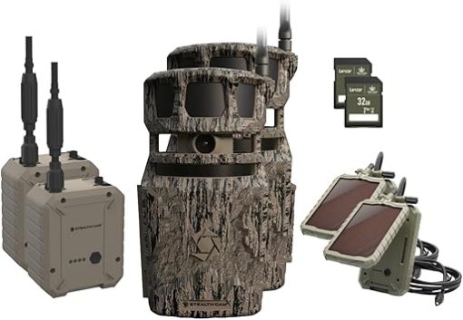 Stealth Cam Revolver PRO 40MP Photo 1440P at 30 FPS QHD Video 0.4 Sec Trigger Speed 360-Degree Panoramic View Built-in GPS Cellular Trail Camera, External Battery, Solar Panel, 32GB SD Card (2PK)