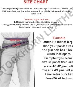 Western Gun Belt and Holster – Hand Tooled Full Grain Leather, Right-Hand Draw – Fits 4” to 6.5” Revolver Barrels – Cowboy Style Belt- Fit for .38/357 Cal 2