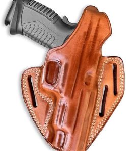 Leather OWB Three Slot Pancake Holster with Thumb Break for, Sigg P320-XTEN 10mm 5″ Barrel, Right Hand Draw, Brown Color #1651#