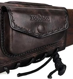 Tourbon Leather Rifle Stock Protective Holder Slip on Recoil Pad Cheek Rest Riser with Cartridges Pouch