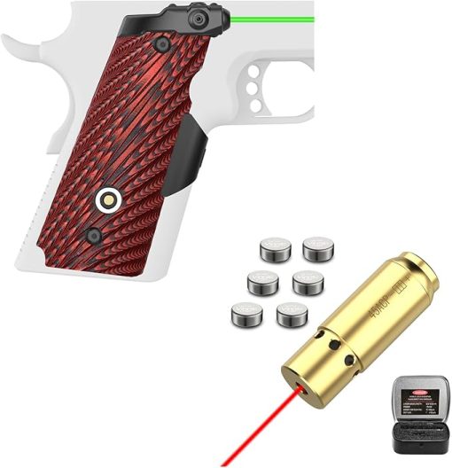DARKFANG Compact Size 1911 Laser Grips and .45 ACP Laser Bore Sight Bundle