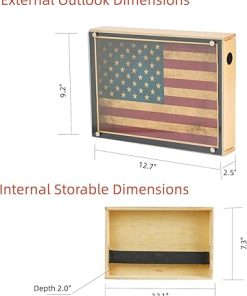 Wall Cabinet with Magnetic Lock, Wall Shelf Gun Safe, Handmade Wooden Box Storage (Acrylic Cover) 2