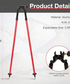 Aluminum Bipod for Prism Poles, Bipod Surveying Thumb Release for Land Surveying Total Stations 2
