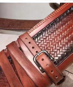 Authentic Handmade Leather Mares Leg Ranch Hand Holster .44 .45 ACP (12MM) + Cartridge Belt 2
