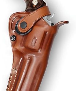 Premium Leather Three Slot Belt Holster with Retention Strap Fits S&W N-Frame .44 Model 29/629 Standard 6″ Barrel, R/H Draw, Brown Color #1439#