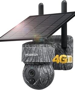 INQMEGA Solar Security Camera Outdoor, 360° PTZ WiFi Wireless Security Camera with 2K 3MP Night Vision, PIR Motion Detection and Siren,IP66 Waterproof,Two-Way Audio,SD/Cloud, IP65 Waterproof