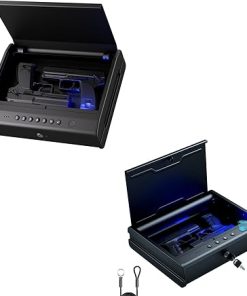 K1 Gun Safe + K7 Large Size Gun Safe, Quick Access Pistols Safe with Fingerprint