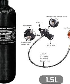 TUXING 4500Psi Pcp Air Tank 1.6L 98Cu in Carbon Fiber HPA Tank,Gas Cylinder,Paintball Hunting for PCP Air Rifle Gun Daystate and FX Thread M18 * 1.5 2