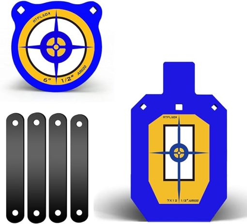 Atflbox AR500 Steel Target - 1/2 inch Thick Gong Silhouette for Precision Shooting, Includes Mounting Kit