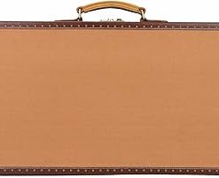 TOURBON Canvas Leather Gun Case Hard 32″ Double Short Barrel Shotgun Storage Box with Key Lock – Khaki 2
