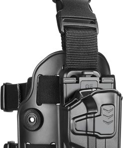 Level II Tactical G19 Drop Leg Holster, Thigh Holster Fits G19 GEN 3-5 G19X/44/45,G23/32 Gen 3-4, Level II Retention Index Finger Release, Toolless Adjustment, Right Hand