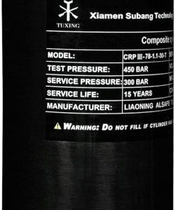 TUXING 4500Psi Carbon Fiber Air Tank 1.1L 67Cu in 1100cc Pcp HPA Bottle,Gas Cylinder,Paintball Hunting for PCP Air Rifle Gun Daystate and FX Thread M18 * 1.5 (1.1L Black Carbon Fiber Tank)