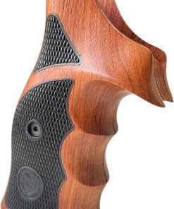 New! Grips Compatible with 5&W K/L Frame Square Butt – Checker Two Tone Hardwood Color Closed Back Thai Handmade