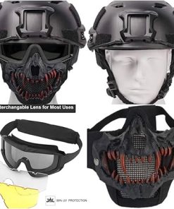 Tactical Airsoft Fast Helmet PJ Type and Foldable Skull Half Mask/3 ColorsGoggles， for Paintball Military Outdoor CS Game Shooting 2