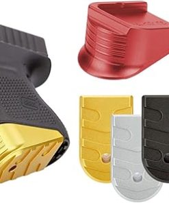 NDZ Performance Magazine Base Plate Finger Extension for Glock 26 27 33 39 Gen 1/2/3/4/5 in 9mm .40, 357, 45, Textured Anodized Aluminum with Aspis Cut Design – Choose Color