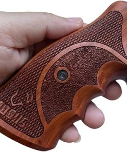 New Hardwood Grip Compatible with Taurus Compact Frame Tracker/Judge 17 44 415 425 450 617 627 692 Rough Texture & Checker Engraved #TRACKER05, Brown