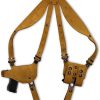 Premium Suede Leather Shoulder Holster System with Double Magazine Carrier Fits Kimber Ultra Crimson Carry II 45 ACP 3”BBL, Right-Hand Draw, Brown Color #1469#