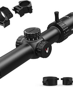 1-6×24 Fiber 30mm Tube Second Focal Plane Riflescope 6 Levels Illuminated MIL Reticle LPVO Rifle Scope Zero Reset Turret Lock w/Weaver Scope Rings for Hunting Shooting Compact